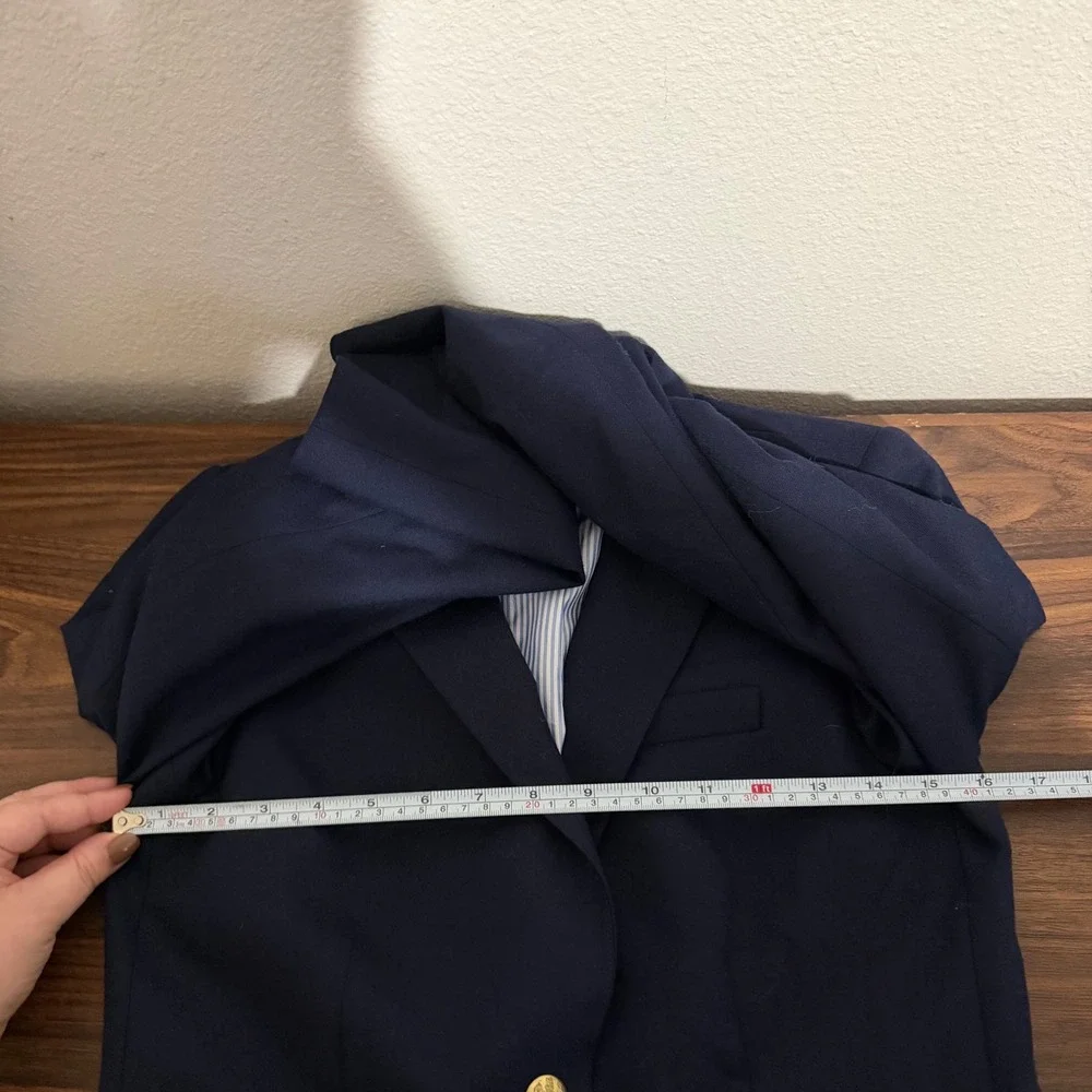 J. Crew Navy Blue Original Schoolboy Gold Button Wool Blend Blazer Jacket 2‎